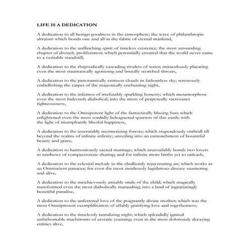 Life Is A Dedication