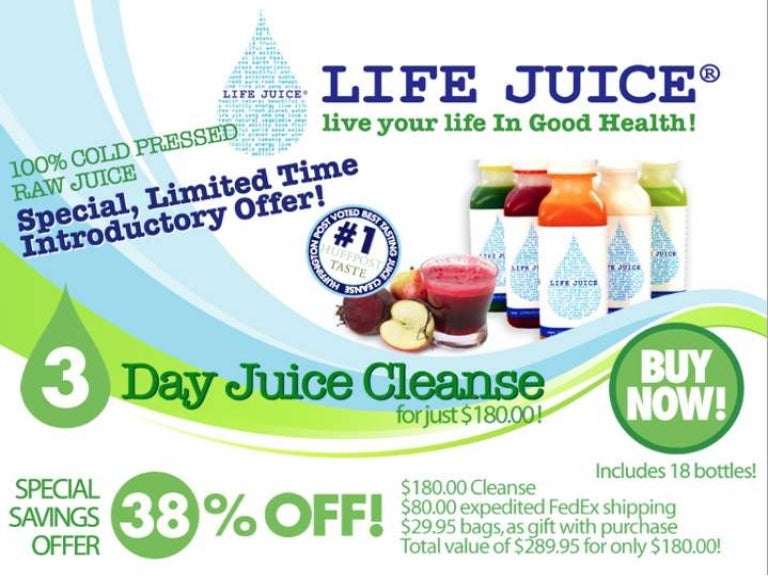 Life juice 3 day organic fruit and vegetable juice cleanse