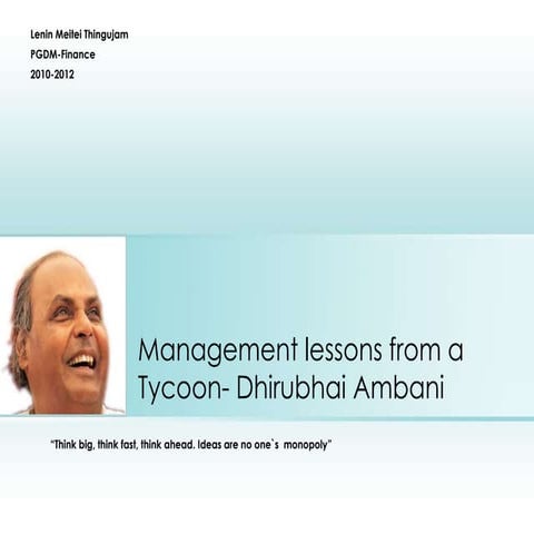 Management  lessons from a tycoon  dhirubhai ambani