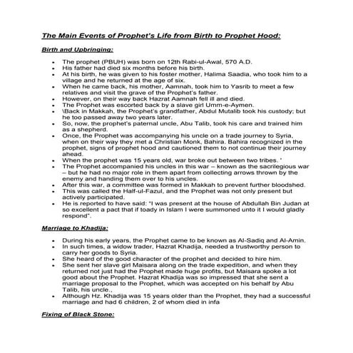 Life of holy prophet(p.b.u.h)