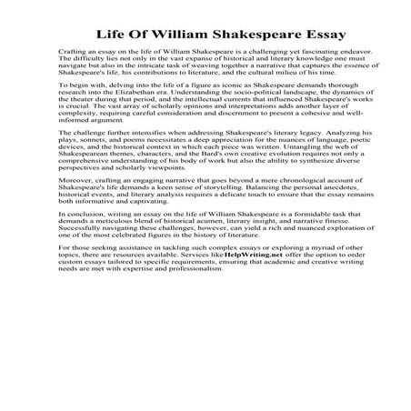 Life Of William Shakespeare Essay.pdfLife Of William Shakespeare Essay