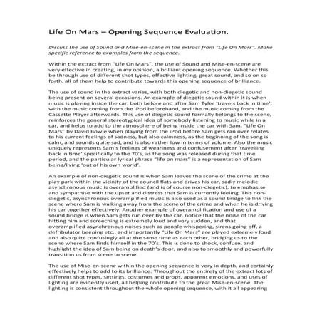 Life On Mars - Opening Sequence Evaluation.