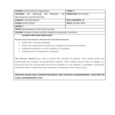 Life orientation micro lesson