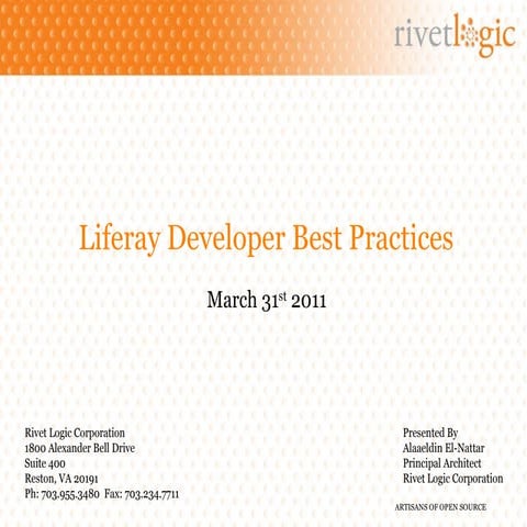 Liferay Developer Best Practices for a Successful Deployment