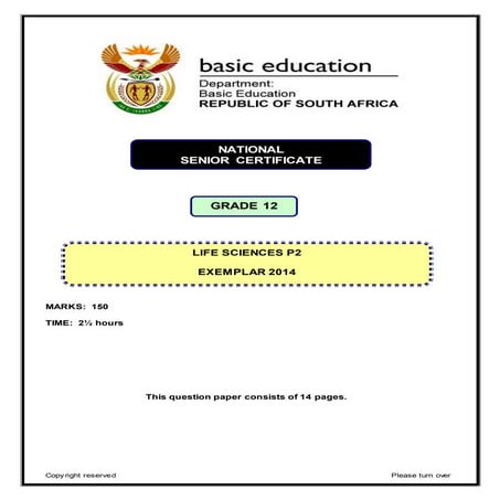 Life sciences p2 gr 12 exemplar 2014 eng