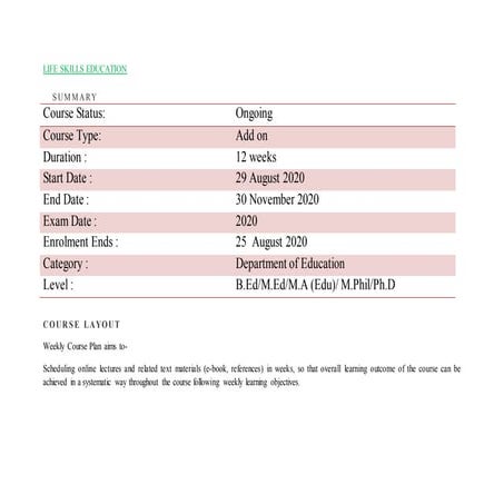 Life skills Education 