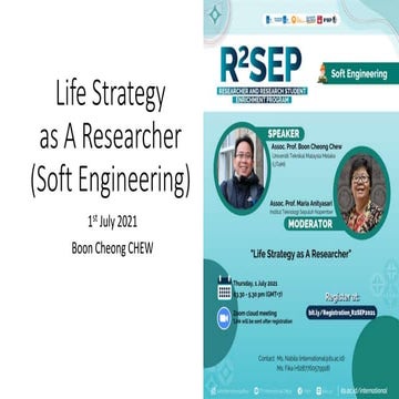 Life Strategy as a Researcher (Soft Engineering)