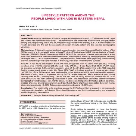 Life style among plwa e. nepal