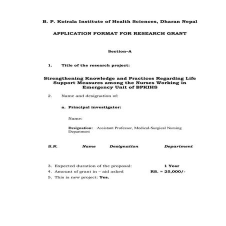 Life support measures kp among nurses proposal