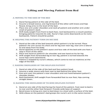 Lifting and moving patient from bed