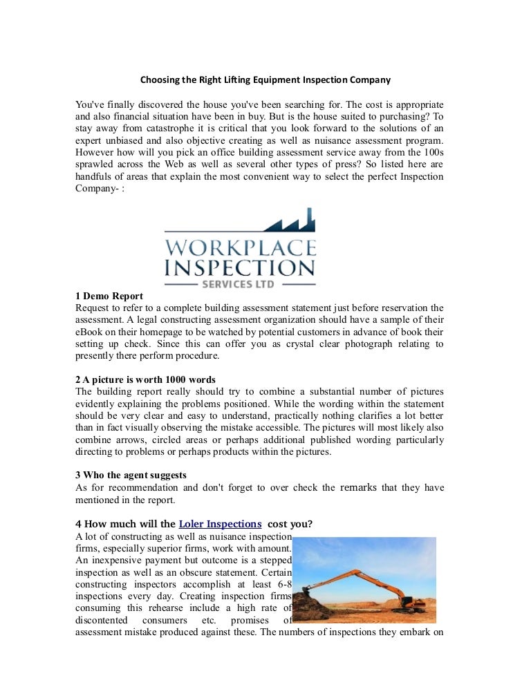 Choosing the Right Lifting Equipment Inspection Company