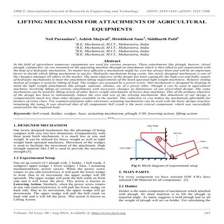 Lifting mechanism for attachments of agricultural equipments
