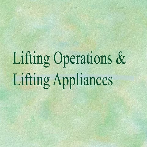 Lifting Operations and lifting appliance