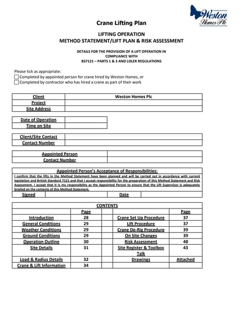 lifting plan lifting plan format
