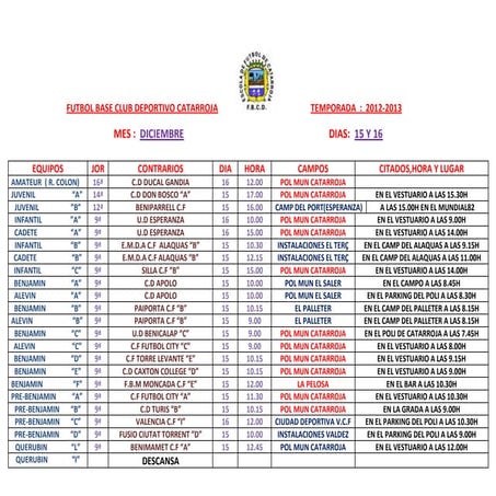 Liga  15 y 16 diciembre