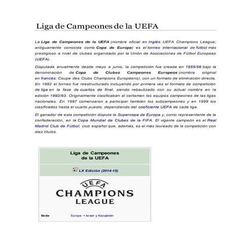 Liga de campeones de la uefa
