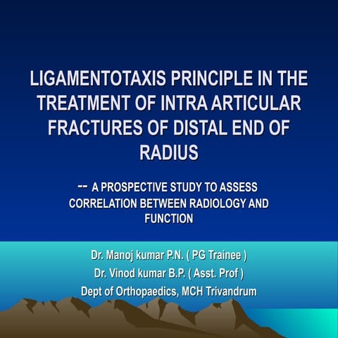 Ligamentotaxis principle in the treatment of intra articular fractures of dis...