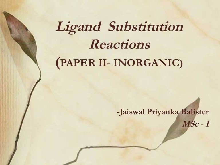 Ligand Substitution Reaction Pdf