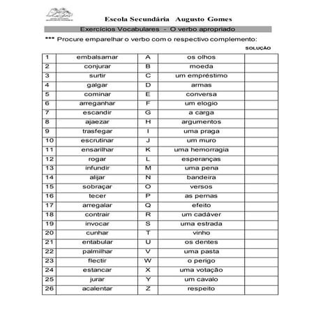 Ligação verbo  complemento