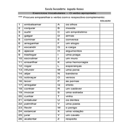 Ligação verbo  complemento