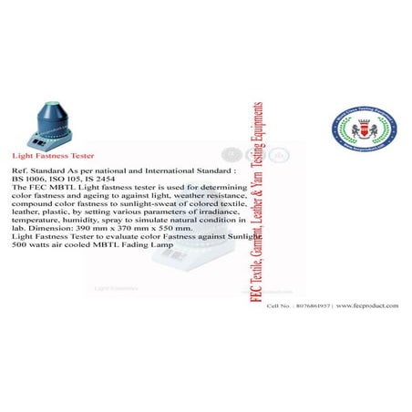 Light Fastness Tester | PDF
