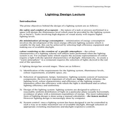 Lighting design lecture