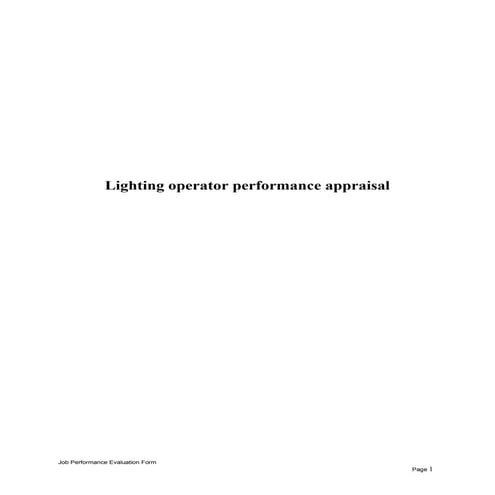Lighting operator performance appraisal