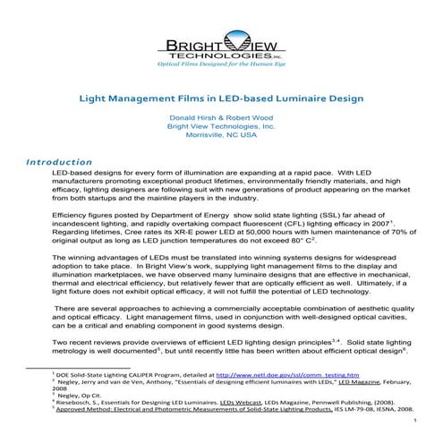 Light Management Films In Led Luminaire Design