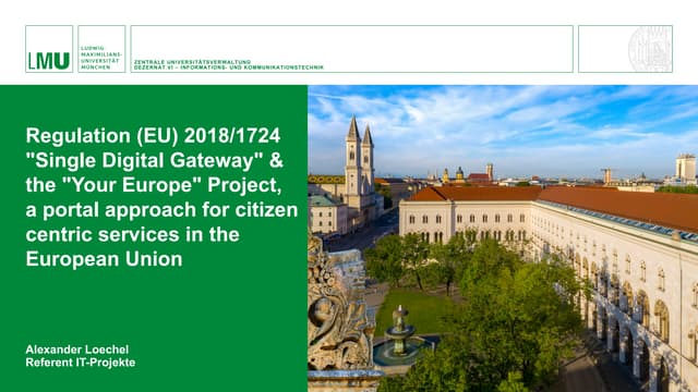 Lightning Talk: Regulation (EU) 2018/1724 "Single Digital Gateway" & the "You...