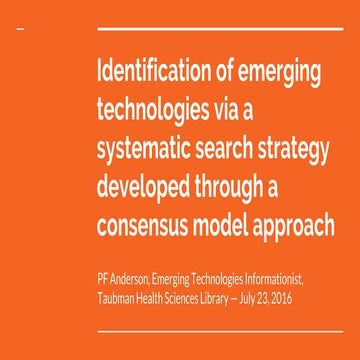Identification of emerging technologies via a systematic search strategy deve...