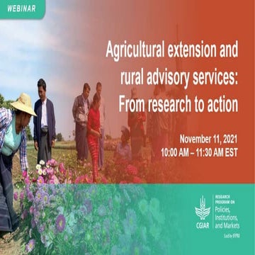 Agricultural extension and rural advisory services: From research to action