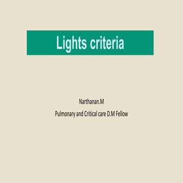 Lights criteria  pleural diseases