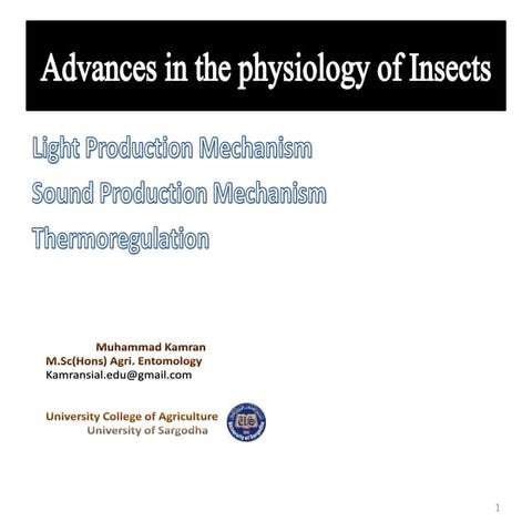 Light Production, Sound production and Thermoregulatoin in Insects
