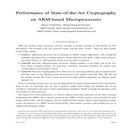 Performance of State-of-the-Art Cryptography on ARM-based Microprocessors