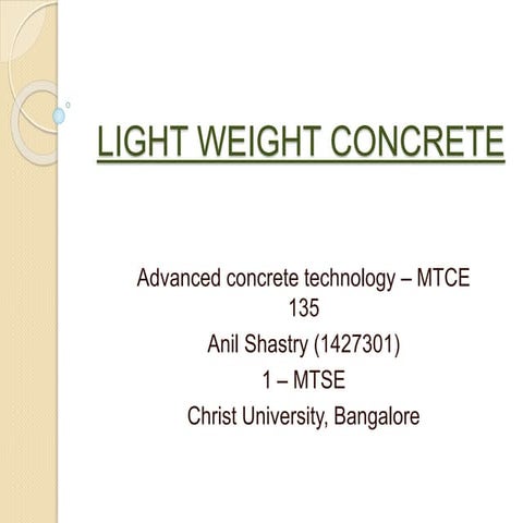 Light weight concrete