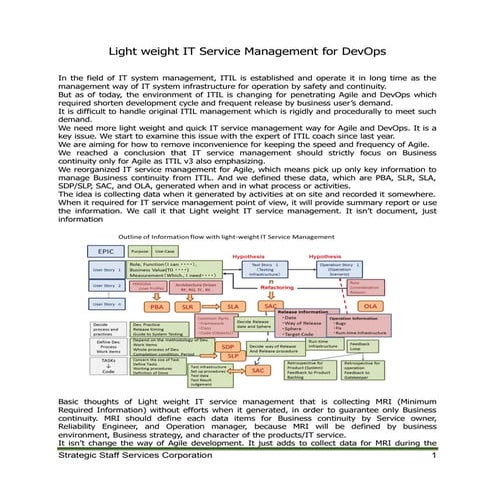 Light weighted it service management   whitepaper -