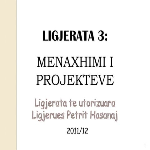 Menaxhimi i Projekteve Ligjerata 3