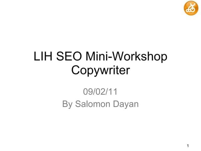 Basic SEO mini workshop for copywriter 