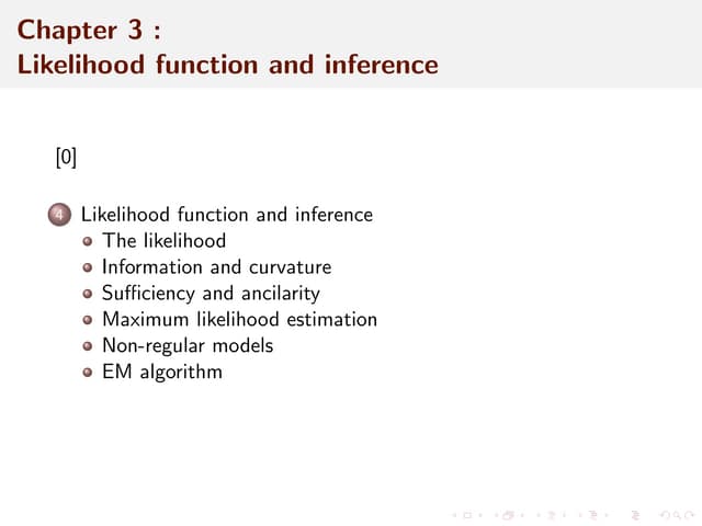 Statistics (1): estimation Chapter 3: likelihood function and likelihood esti...