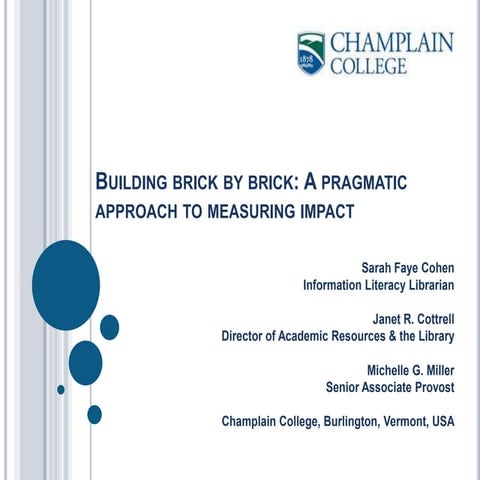 Building brick by brick: A pragmatic approach to measuring impact