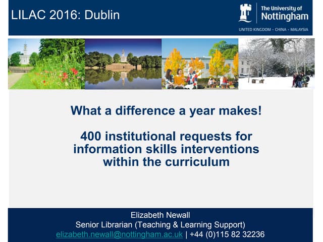 What a difference a year makes! Elizabeth Newall