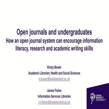 Open journals and undergraduates: how an open journal system can encourage in...