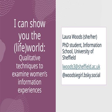 I can show you the (life) world: qualitative techniques to examine women’s in...