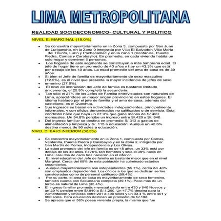 Situaciòn econòmica de Lima metropolitana 