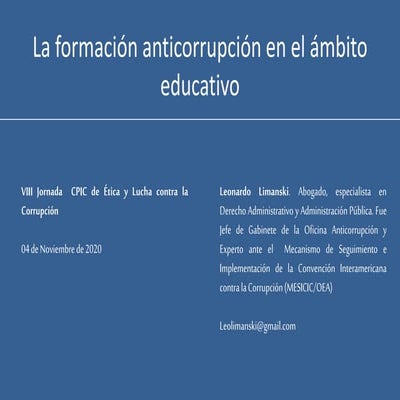 La Formación Anticorrupción en el Ámbito Educativo