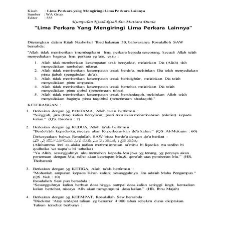 Lima perkara yang mengiringi lima perkara lainnya