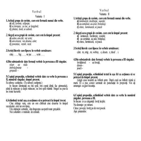 Limba română. verbul. clasa a 4 a