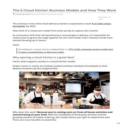 The 6 Cloud Kitchen Business Models and How They Work