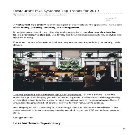 Restaurant POS Systems: Top Trends for 2019