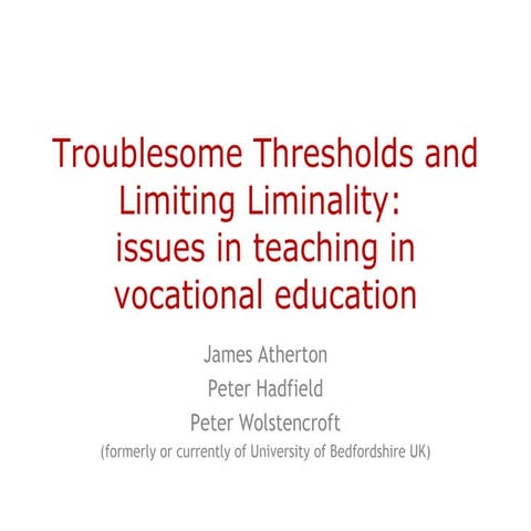 Liminality as liability